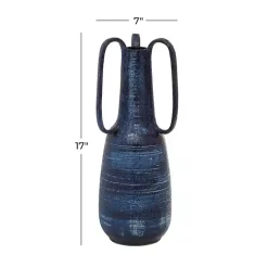 Crosshatch Triple Handle Ceramic Vase, 17 in. Vases