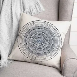 Kirklands Home Outdoor Cushions & Pillows|Blue Dash Circle Pattern Outdoor Pillow