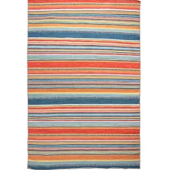 Kirklands Home Outdoor Rugs|Blue Dhurri Stripe Indoor/Outdoor Area Rug, 7x9
