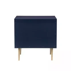 Kirklands Home Nightstands|2-Drawer Nightstand with Gold Hardware Blue