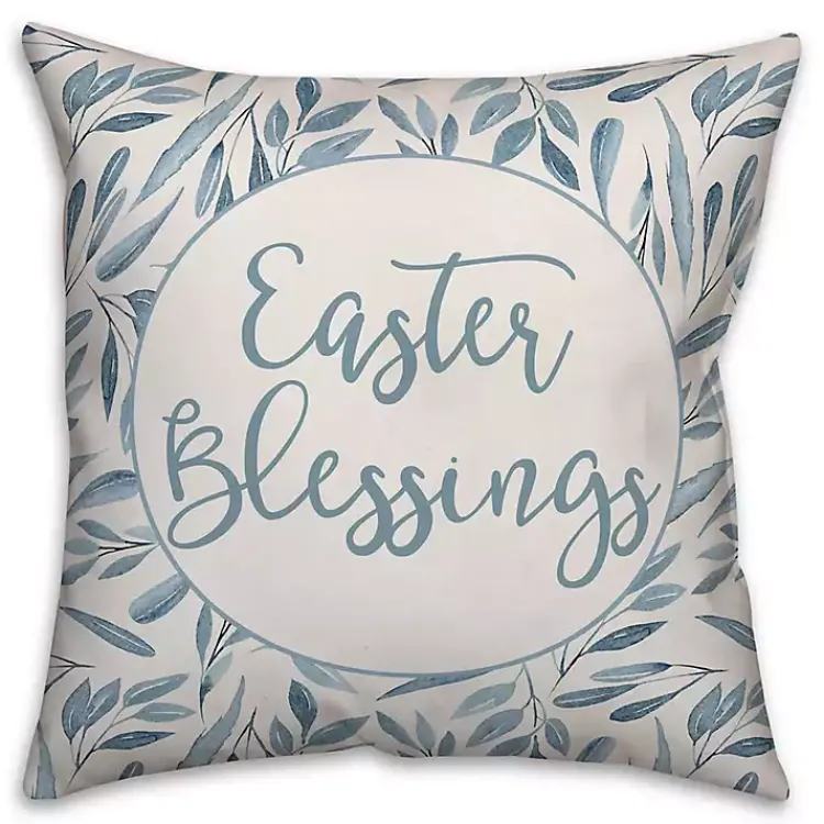 Outlet Blue Easter Blessings Floral Pillow Easter Decorations
