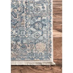 Kirklands Home Area Rugs|Blue Eli Medallion Fringe Area Rug, 4x6