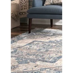 Kirklands Home Area Rugs|Blue Eli Medallion Fringe Area Rug, 5x8