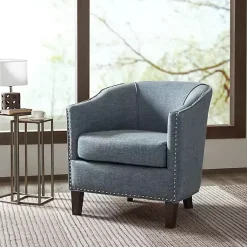 Kirklands Home Accent Chairs|Emery Barrel Accent Chair Blue