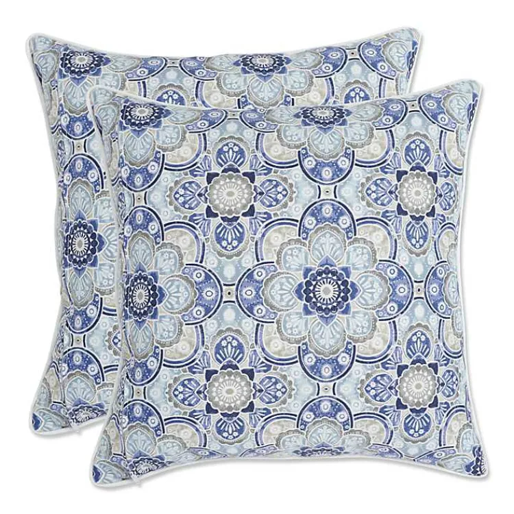 Kirklands Home Outdoor Cushions & Pillows|Emilia Outdoor Throw Pillows, Set of 2 Blue