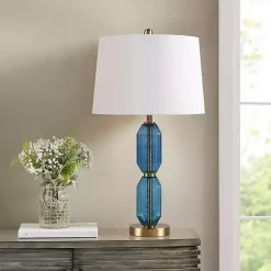 Kirklands Home Table Lamps|Faceted Glass Table Lamp Blue