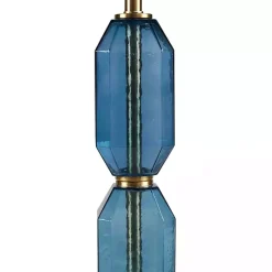 Kirklands Home Table Lamps|Faceted Glass Table Lamp Blue