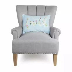 Outlet Blue Family Floral Embroidered Lumbar Pillow Pillows