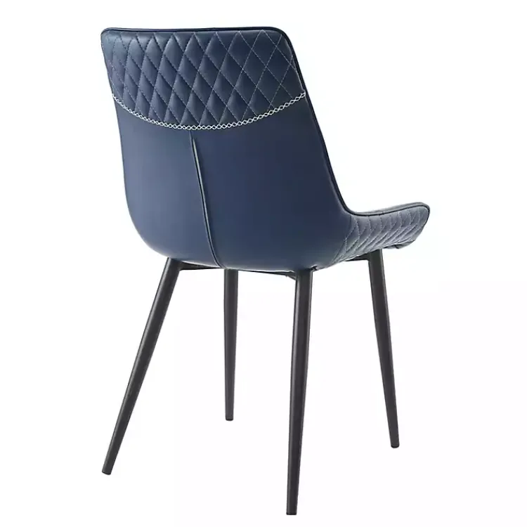 Kirklands Home Dining Chairs|Faux Leather Stitched Chairs, Set of 2 Blue