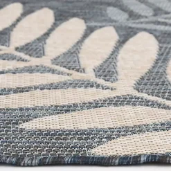 Kirklands Home Outdoor Rugs|Fern Leaves Indoor/Outdoor Area Rug, 5x7 Blue