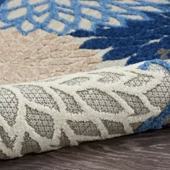Kirklands Home Outdoor Rugs|Blue Floral Burst Outdoor Area Rug, 6x9