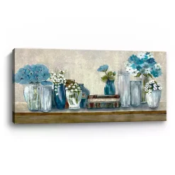 Kirklands Home Canvas Art|Blue Floral Desk Giclee Canvas Print, 60x30 in.