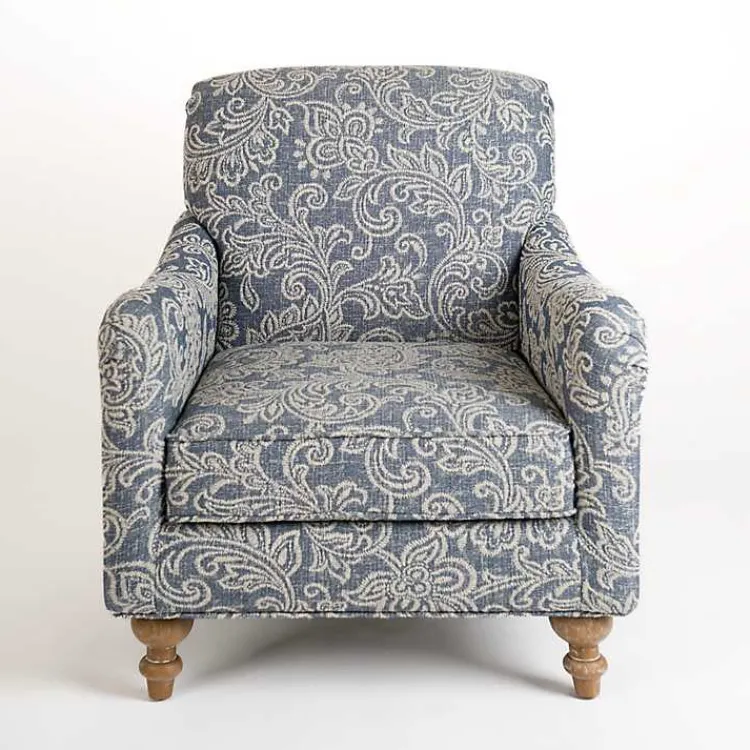 Kirklands Home Accent Chairs|Blue Floral English Armchair