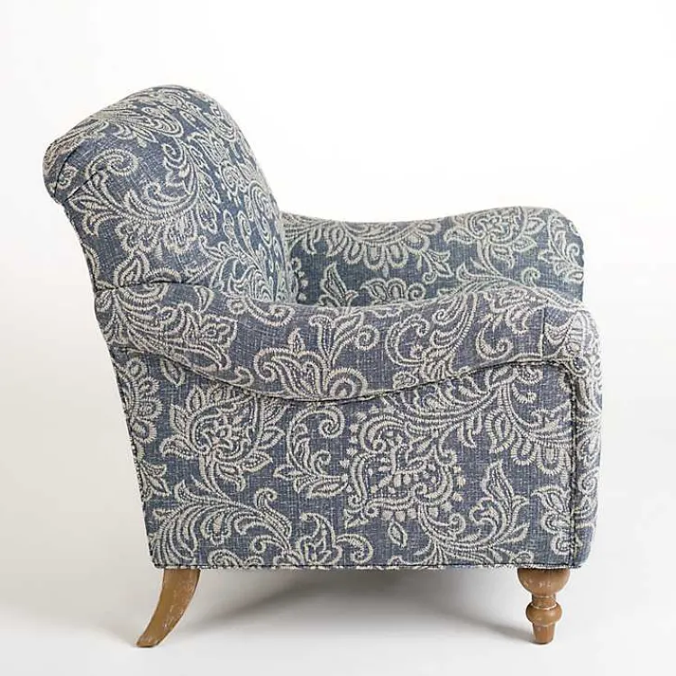 Kirklands Home Accent Chairs|Blue Floral English Armchair
