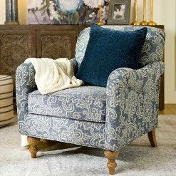 Kirklands Home Accent Chairs|Blue Floral English Armchair