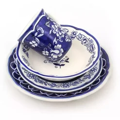 Kirklands Home Dinnerware|Blue Floral Hand Painted 16-pc. Dinnerware Set