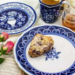 Kirklands Home Dinnerware|Blue Floral Hand Painted 16-pc. Dinnerware Set