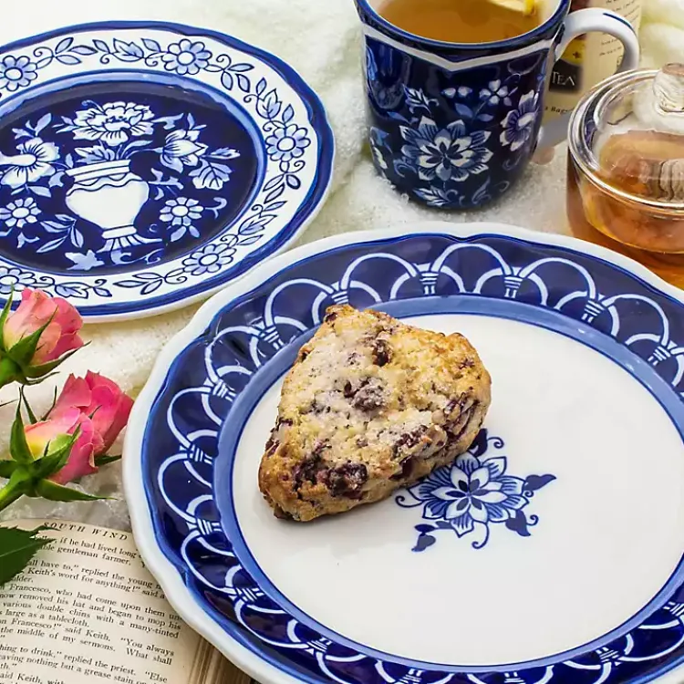 Kirklands Home Dinnerware|Blue Floral Hand Painted 16-pc. Dinnerware Set