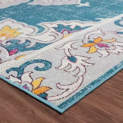 Kirklands Home Outdoor Rugs|Blue Floral Medallion Outdoor Area Rug, 7x9