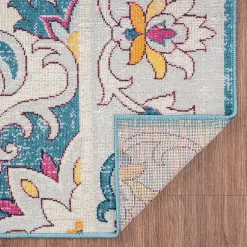 Kirklands Home Outdoor Rugs|Blue Floral Medallion Outdoor Area Rug, 7x9