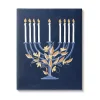 Blue Floral Menorah Canvas Art Print Hanukkah Decorations