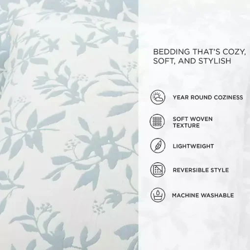 Kirklands Home Quilts|Blue Floral Reversible 3-pc. Full/Queen Quilt Set