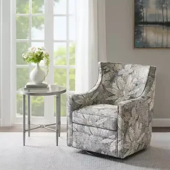 Kirklands Home Accent Chairs|Floral Swivel Mica Glider Accent Chair Blue