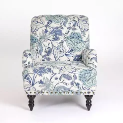 Kirklands Home Accent Chairs|Floral Tufted Rebecca Accent Chair Blue