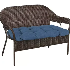 Kirklands Home Outdoor Cushions & Pillows|French Edge Outdoor Wicker Settee Cushion Blue