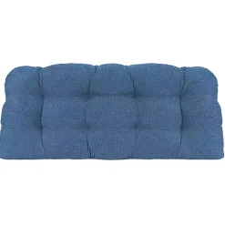Kirklands Home Outdoor Cushions & Pillows|French Edge Outdoor Wicker Settee Cushion Blue