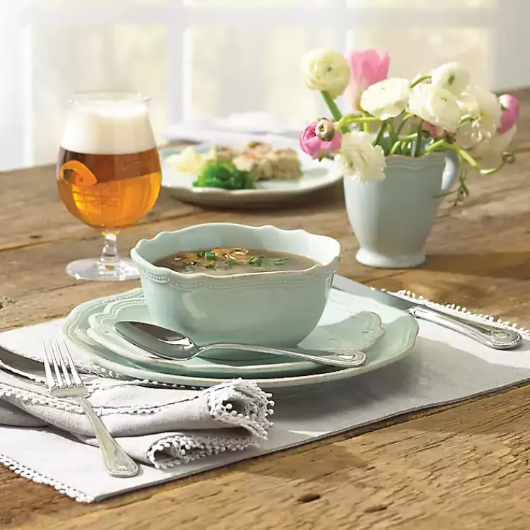 Kirklands Home Dinnerware|French Scalloped Bead 4-pc. Dinnerware Set Blue