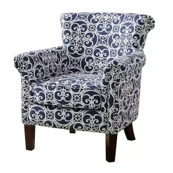Kirklands Home Accent Chairs|Fretwork Accent Club Chair Blue