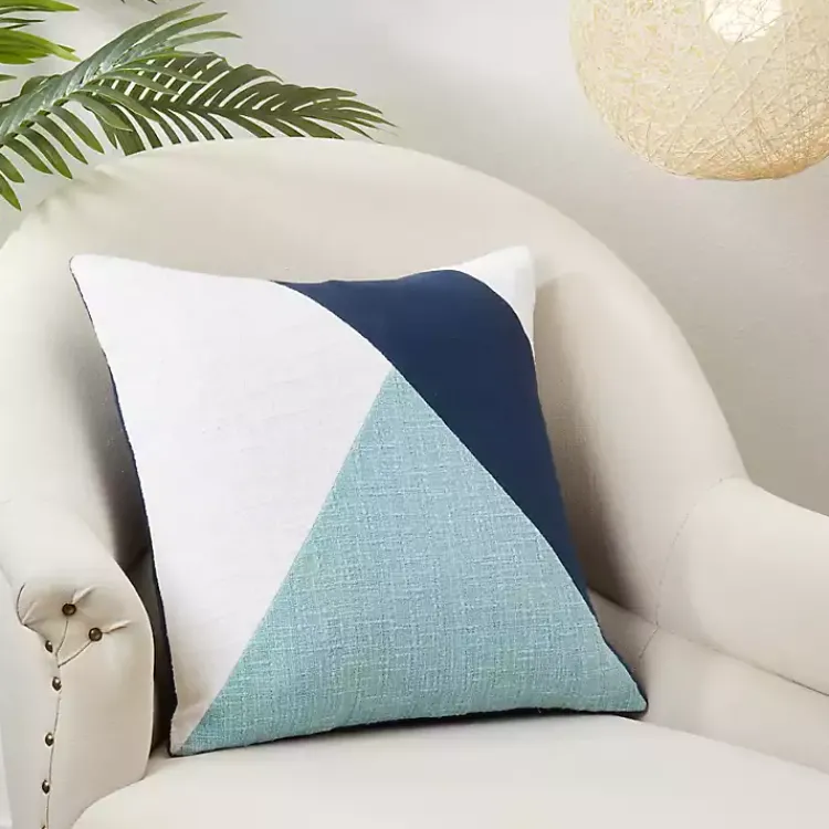 Clearance Blue Geometric Colorblock Throw Pillow Pillows