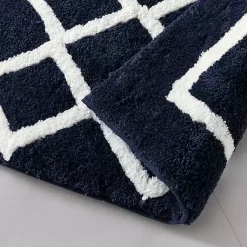 Kirklands Home Bathroom Rugs|Blue Geometric Pattern Reversible Bath Mat, 60 in.