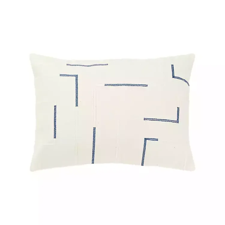 Blue Geometric Woven Lines Throw Pillow Pillows