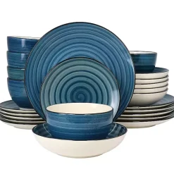 Kirklands Home Dinnerware|Gia Stoneware 24-pc. Dinnerware Set Blue