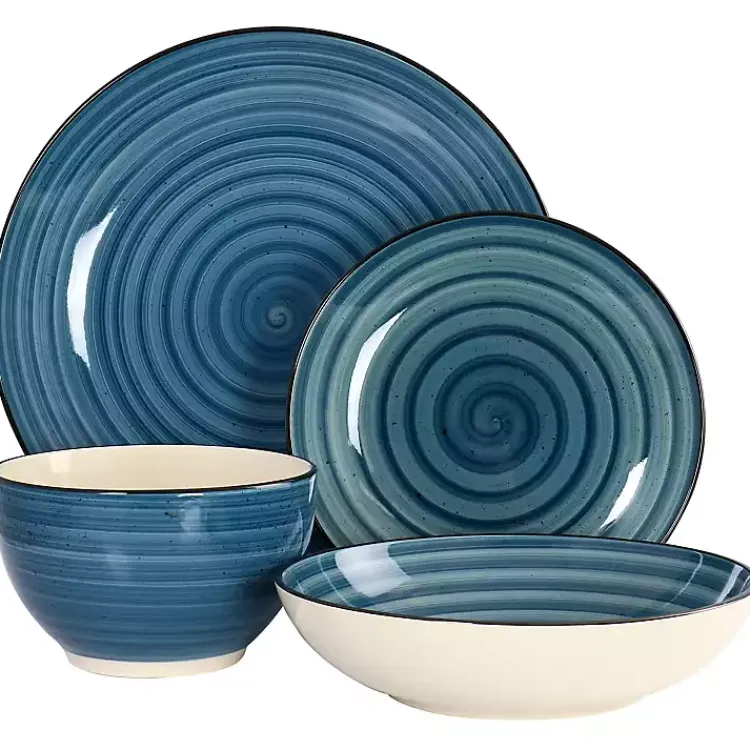 Kirklands Home Dinnerware|Gia Stoneware 24-pc. Dinnerware Set Blue