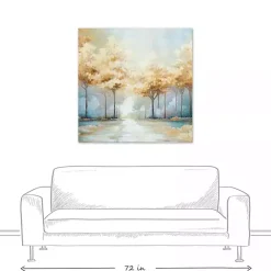 Kirklands Home Canvas Art|Blue Golden Landscape Canvas Art Print, 40x40 in.