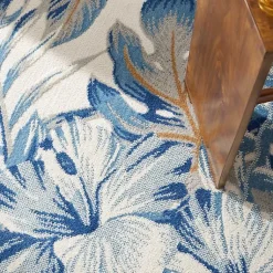 Kirklands Home Area Rugs|Blue Grand Leaf Coastal Area Rug, 5x7