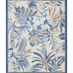 Kirklands Home Area Rugs|Blue Grand Leaf Coastal Area Rug, 7x9