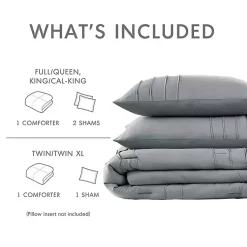 Kirklands Home Comforters|Gray Pleated Grid 3-pc. King Comforter Set Blue