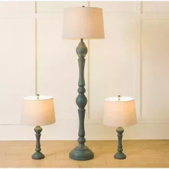 Kirklands Home Table Lamps|Green Distressed Set of Three Lamps Blue