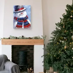 Online Blue Jolly Snowman Canvas Art Print Christmas Art & Wall Decor