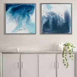 Kirklands Home Canvas Art|Blue Lagoon Framed Canvas Art Prints, Set of 2