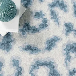Kirklands Home Area Rugs|Blue Leopard Spots Washable Area Rug, 5x8