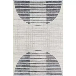 Kirklands Home Area Rugs|Blue Linear Geometric Washable Accent Rug, 2x4