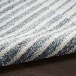 Kirklands Home Area Rugs|Blue Linear Geometric Washable Area Rug, 4x6