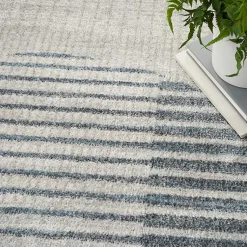 Kirklands Home Area Rugs|Blue Linear Geometric Washable Area Rug, 6x9