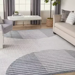 Kirklands Home Area Rugs|Blue Linear Geometric Washable Area Rug, 9x12