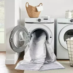 Kirklands Home Area Rugs|Blue Linear Geometric Washable Area Rug, 9x12